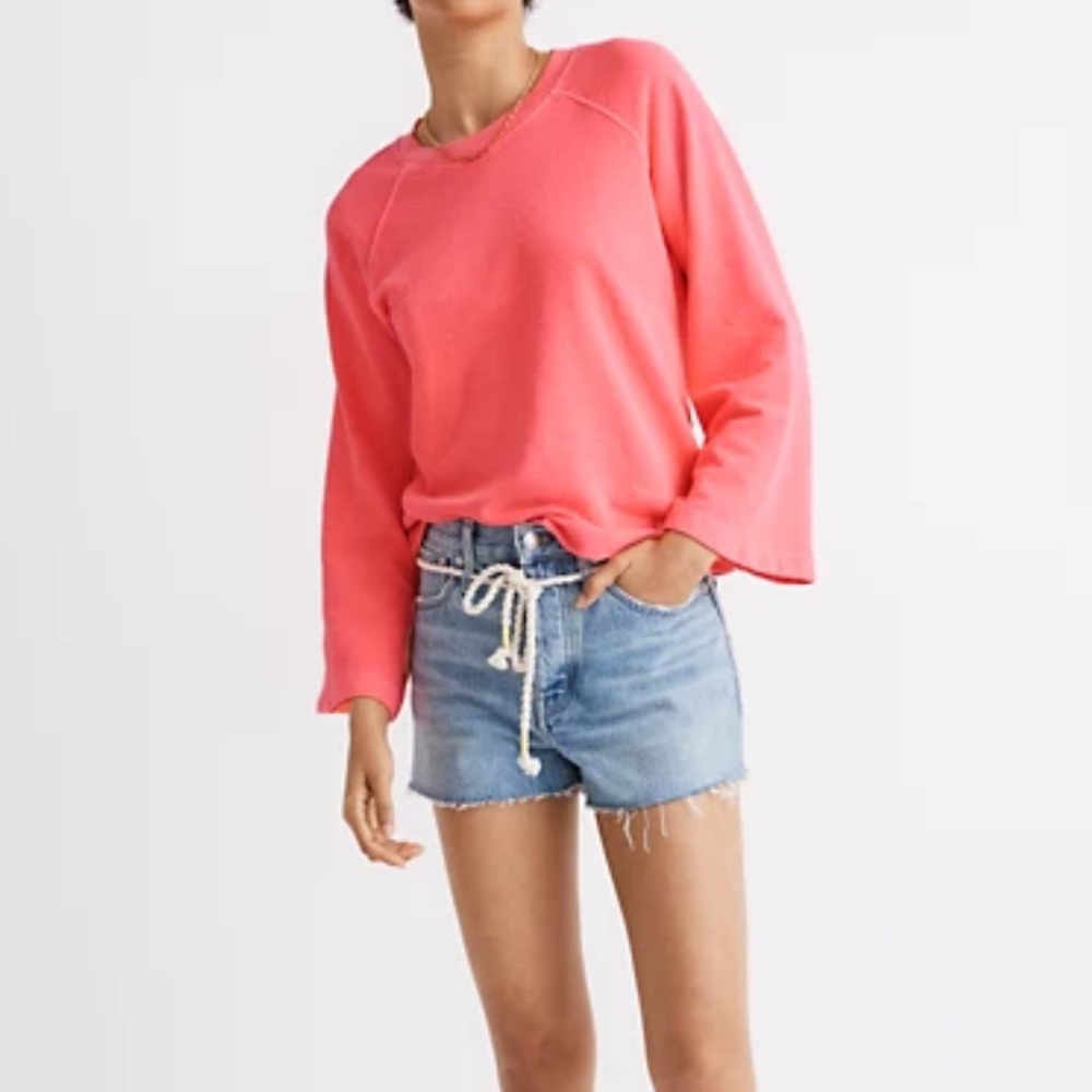 Madewell M fuzzy terry Raglan sweatshirt in neon